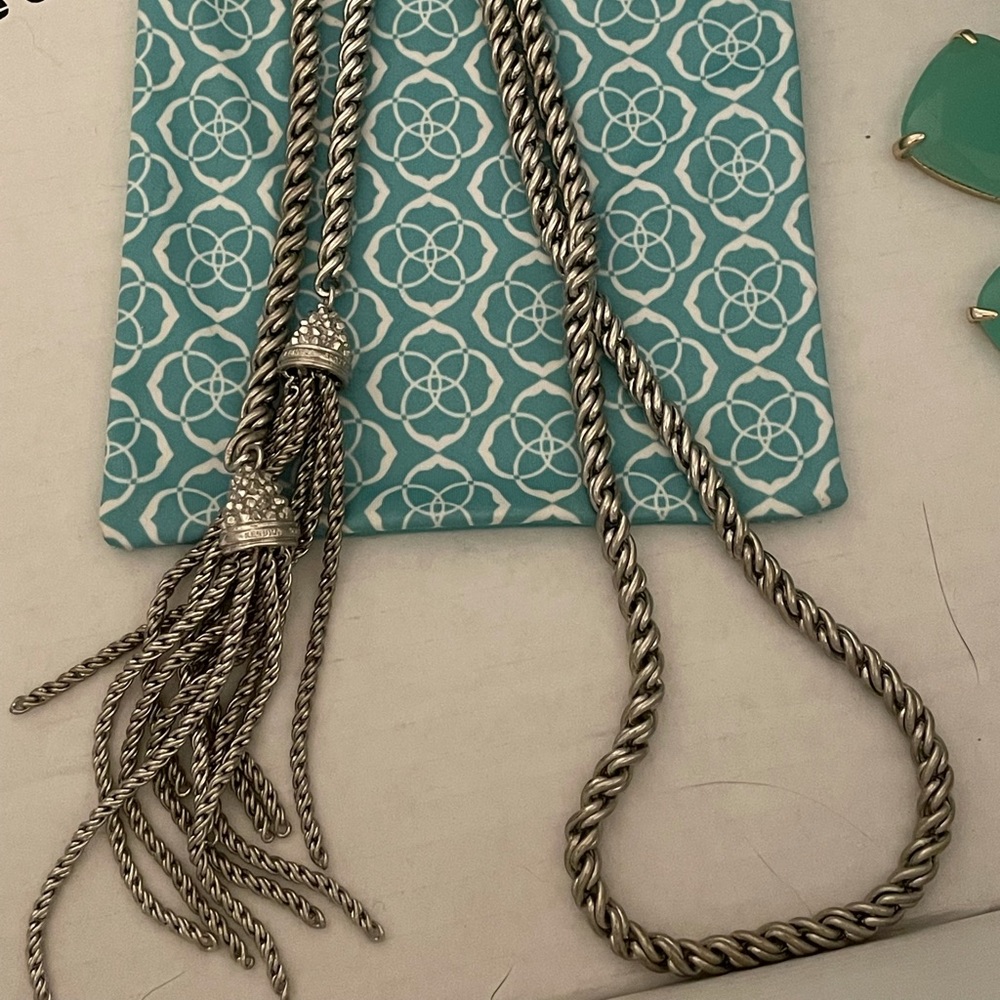 Kendra Scott Jackie Long Tassel Necklace Silver
